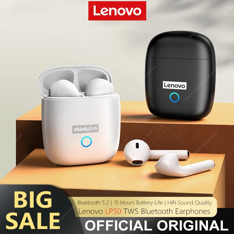 Cheap الأصلي لينوفو LP50 TWS بلوتوث سماعة لاسلكية سماعات الرياضة الألعاب سماعة ل IOS أندرويد ثلاثية الأبعاد ستيريو سماعة