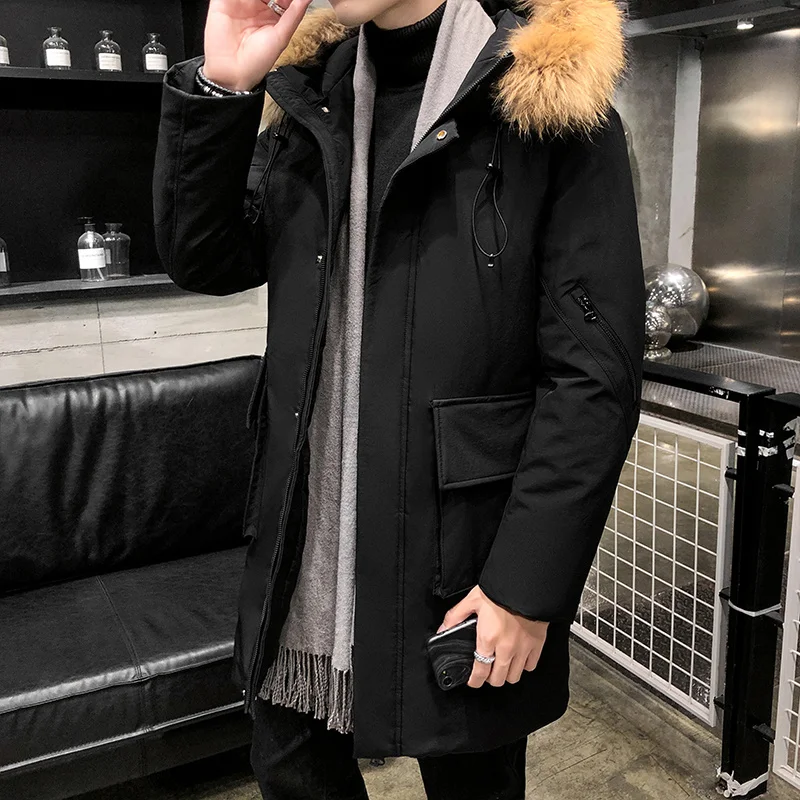 Winter Jacket Men Slim Warm Fashion Casual Thickened Down Jacket Men Korean Thicke Hooded Long Coat Mens Parker Clothes M-4XL