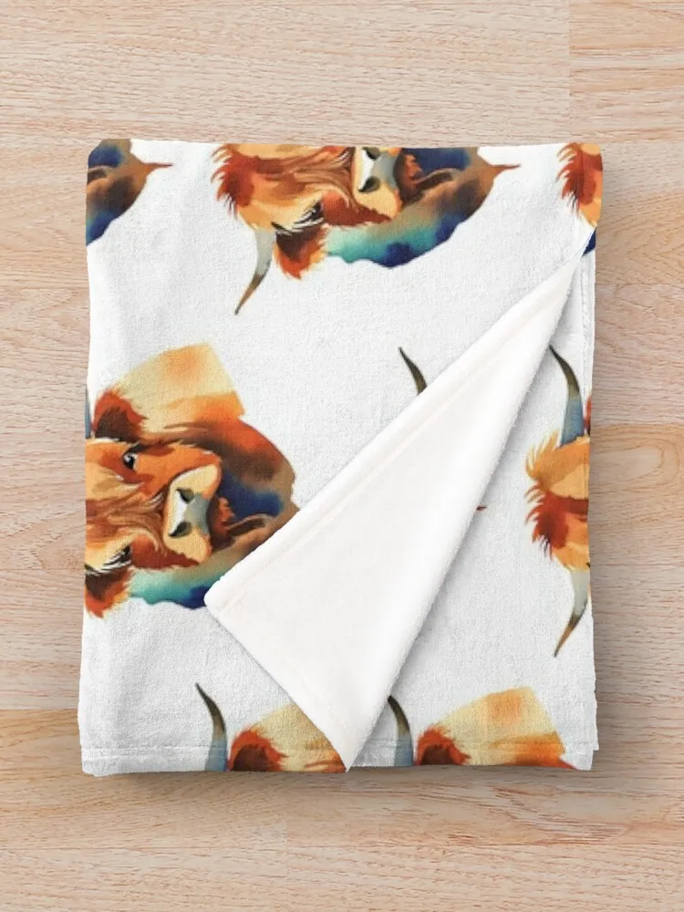 Акварельное одеяло Highland Cow Heilan Coo волосатые идеи подарков на День святого