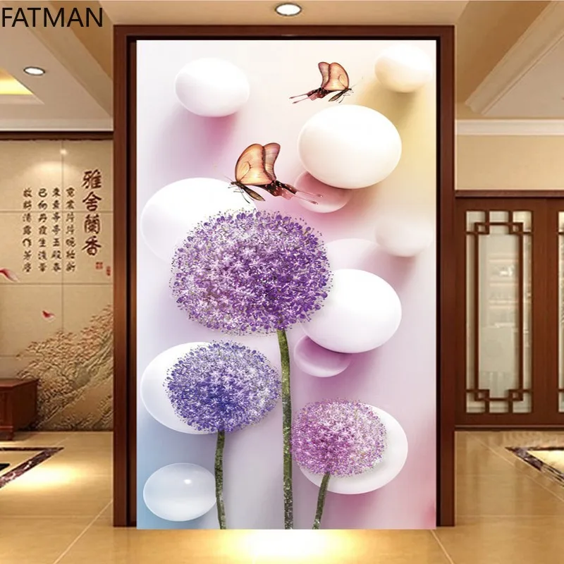 

FATMAN Custom Home Improvement Flower Wall Mural Modern Design 3D Stereo Dandelion Wallpaper Entrance Wall Cloth Dropship