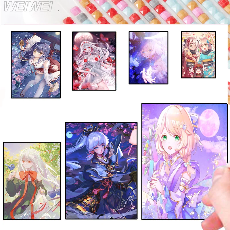 

Cartoon Figure Diamond Painting Diy 5D Japanese Beauty Figure Full Round Diamond Mosaic Diamond Embroidery Home Decoration Gift