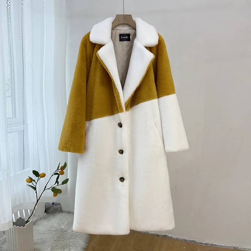 Thick Warm Winter Jackets Women 2022 Faux Fur Cotton Lining Long Coat Female New Casual Fashion Sweet Outwaear Winter Clothing