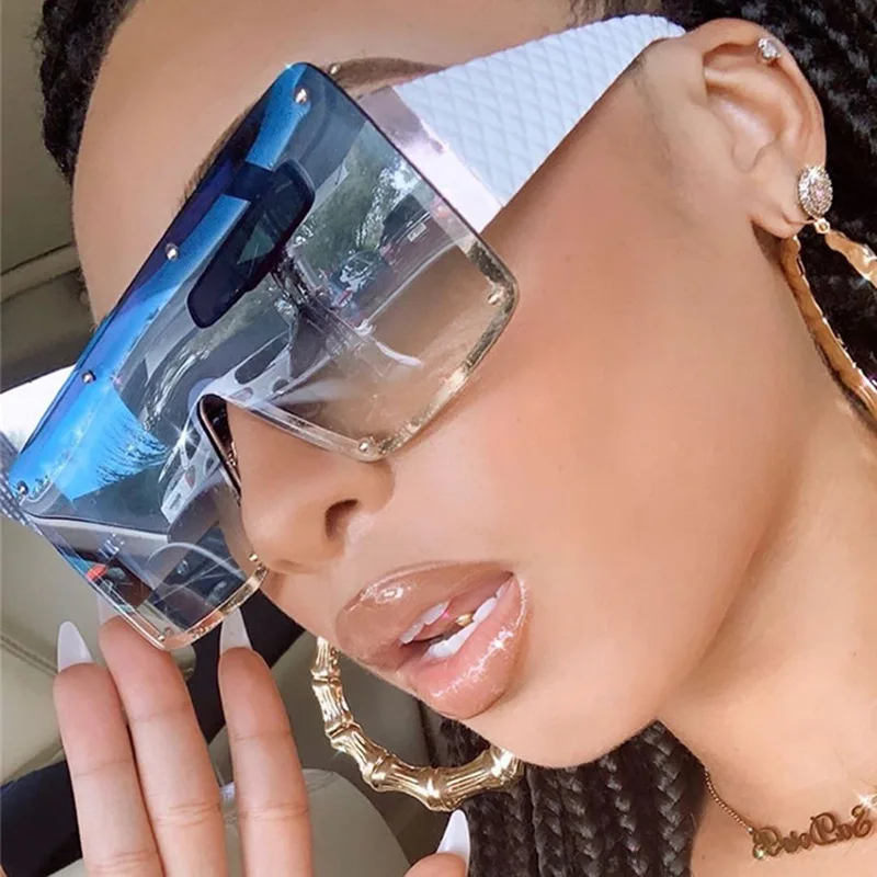 

Oversized Square Sunglasses Women 2022 Fashion Metal Frame Vintage Sun Glasses Men Shades Retro Gradient Visor Zonnebril Dames