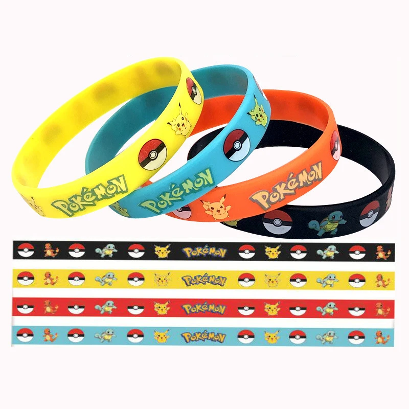 4 шт. браслет с покемонами аниме фигурки Пикачу Чармандер детский силиконовый