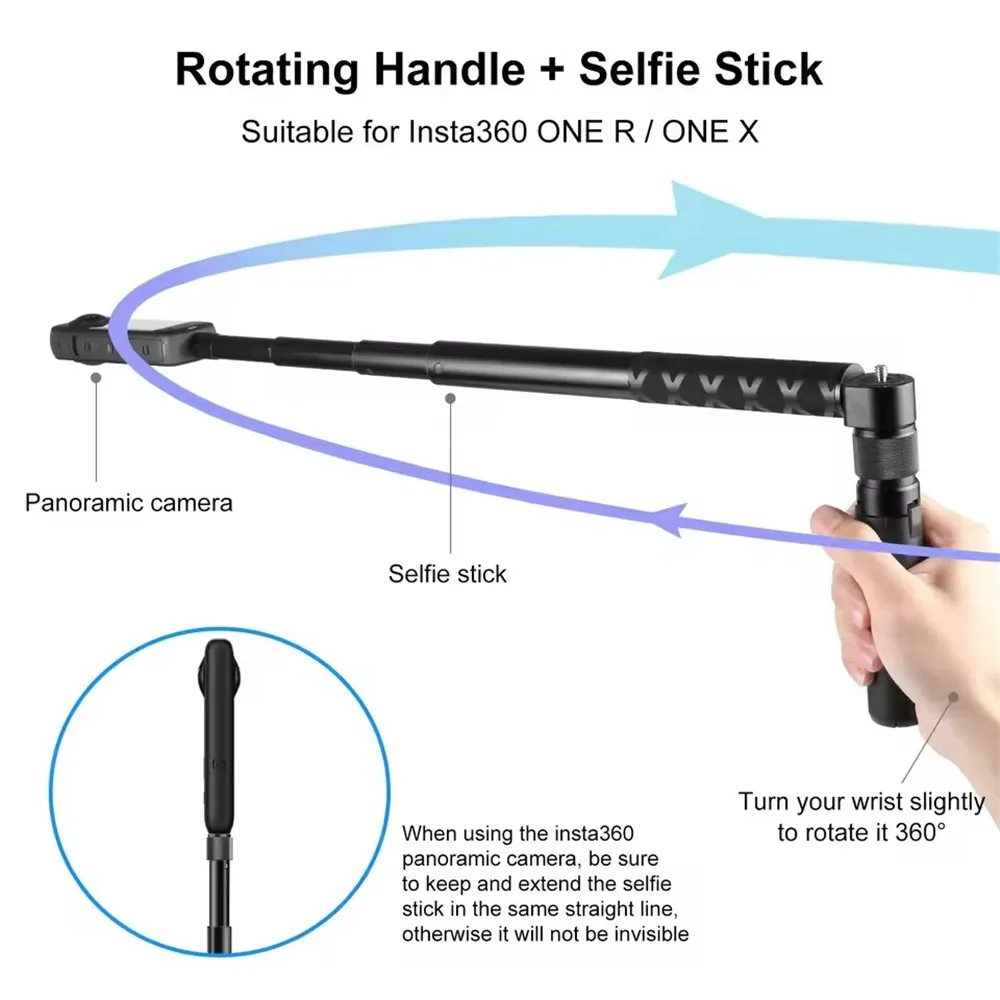 Фото Невидимая селфи-палка для Insta360 X4 X3 X5, выдвижной монопод-рукоятка для съемки Bullet Time, аксессуары для экшн-камер Insta360 №4