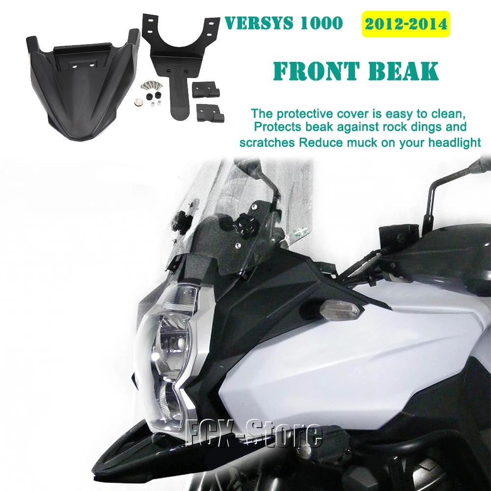 

NEW For Kawasaki Versys 1000 2012 2013 2014 Black Motorcycle Front Beak Fairing Extension Wheel Extender Cover