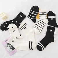 disney white sock female ins tide cute mickey cartoon tube socks preppy black striped long stocking