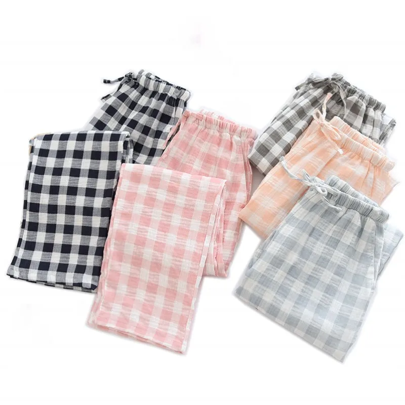 Женские брюки для сна из 100% хлопка женские в клетку дома Пижама женщин весна-лето