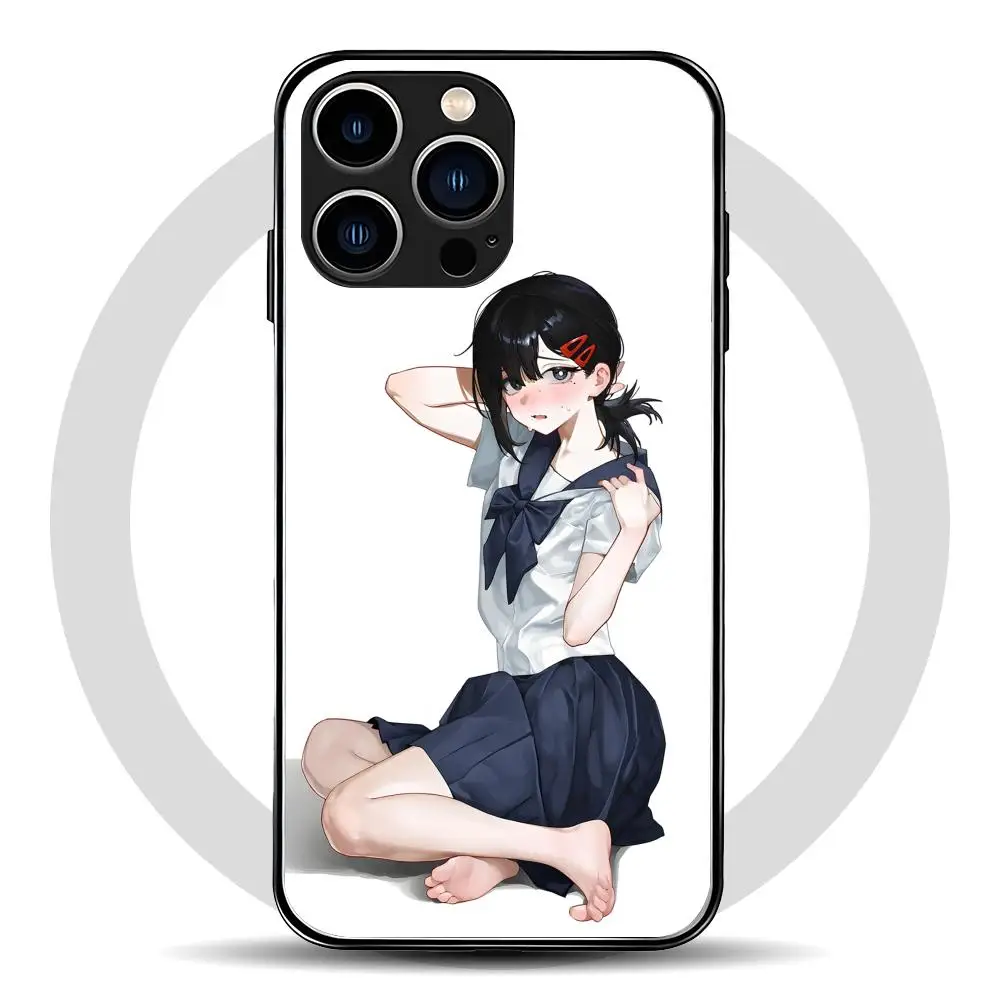 Фото Чехол для телефона Chainsaw Man Higashiyama Kobeni для iPhone 17 Air 16 e 15 14 13 12 11 Plus Mini Pro Max, стеклянный магнитный чехол. №5