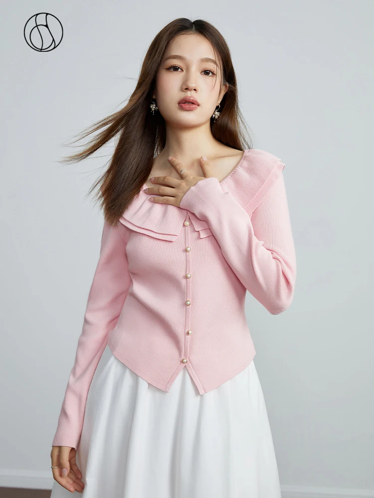 DUSHU элегантный стильный милый двухслойный облегающий свитер с воротником в виде