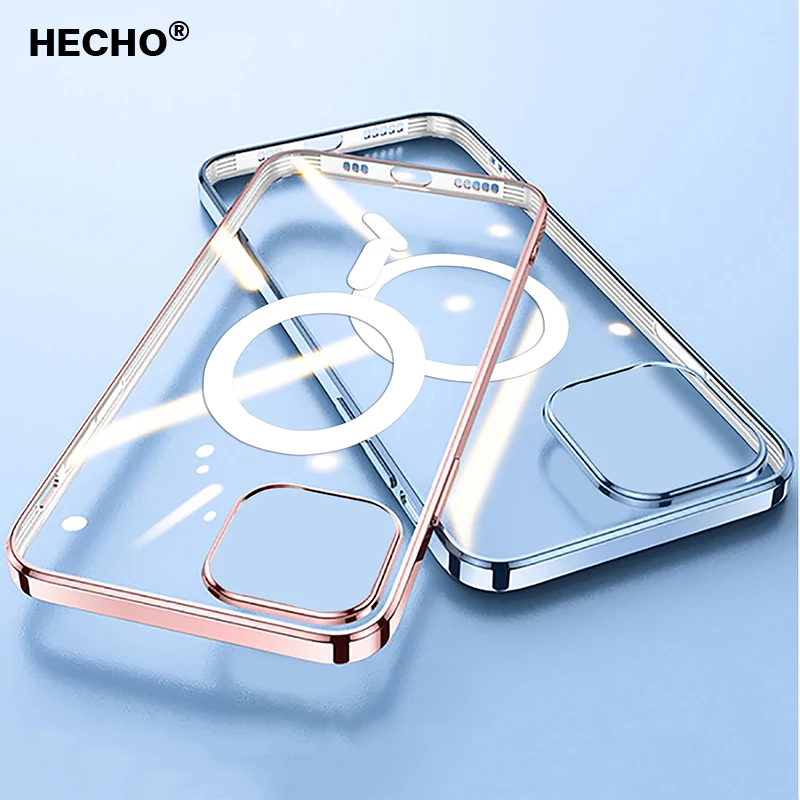 

For Apple iPhone 13 11 Pro Max For Magsafe Magnetic Wireless Charging 12 Mini Clear Soft TPU Shockproof Cases Cover Accessorie