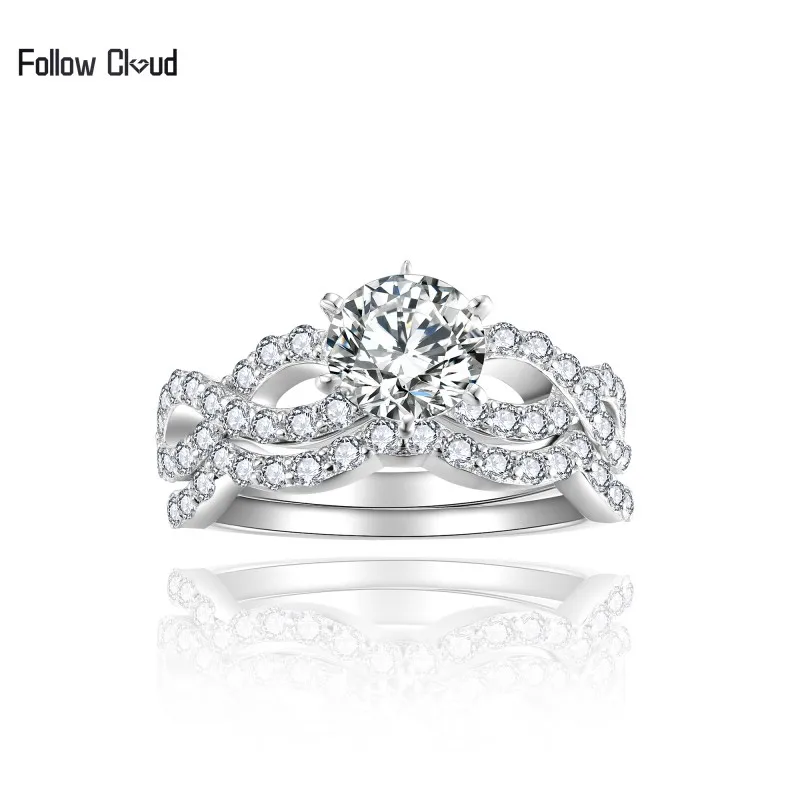 Следуйте за облаком 6 5 мм круглые обручальные кольца с муассанитом 1 карат для
