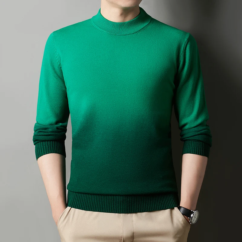 Мужская теплая водолазка плотный свитер с градиентом цвета вязаный пуловер в