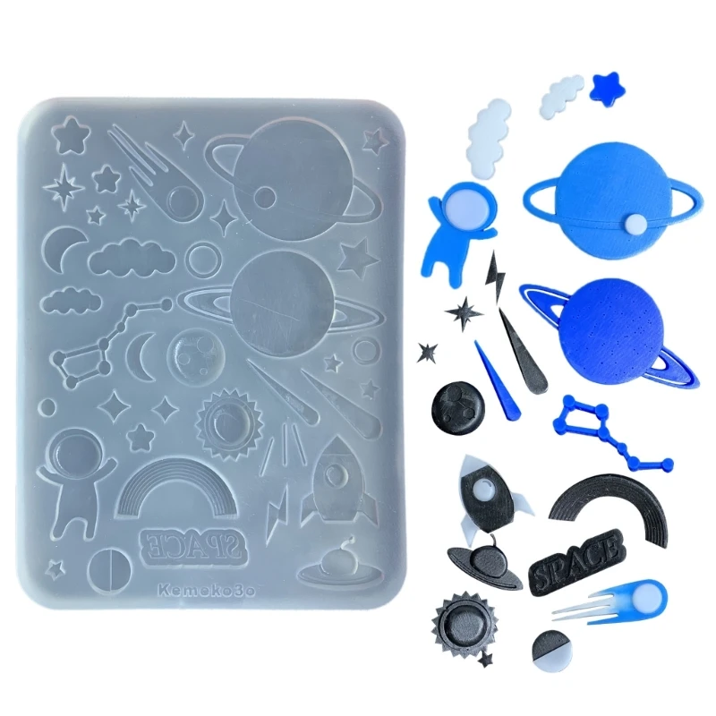 

E0BF DIY Crystal Epoxy Star Sun- Moon Resin Mold for DIY Home Decoration Planet Ornament Pendant Silicone Mold for Resin