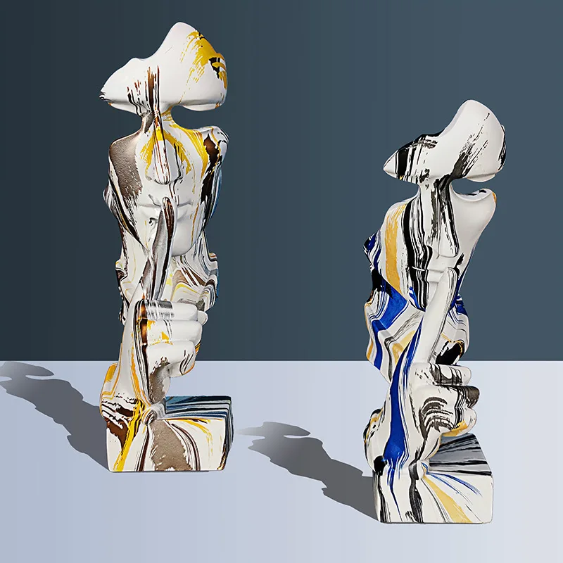 

Статуя тишина-это золото, статуя из смолы, абстрактная Скандинавская скульптура, маленькая кукла, украшение для дома