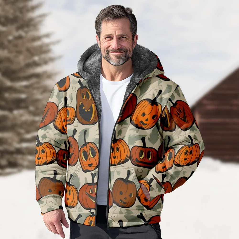 Мужские зимние куртки пальто хлопковая одежда с рисунком Хэллоуина спортивные