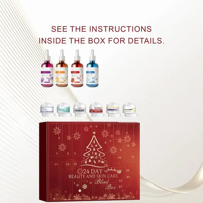 24 шт. Рождественский календарь обратного отсчета косметическая коробка 6 крем