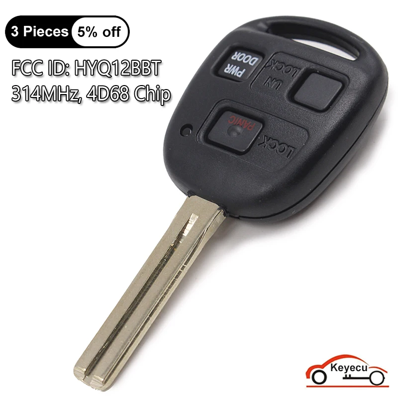 

KEYECU 3 Button Replacement Remote Car Key Fob 314.4MHz 4D68 for Lexus RX330 RX350 RX400h RX450h TOY48 Blade FCC ID: HYQ12BBT