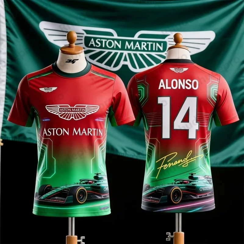 Фото Футболка с коротким рукавом Aston Martin Team Vettel No.5 Racing Jersey, сувенирная спортивная одежда для фанатов F1 №5