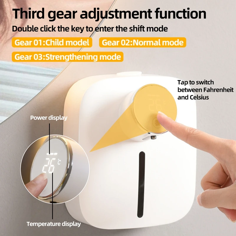 Hot Soap Dispenser Wall-mounted Rechargeable Temperature Display Liquid Soap Dispensers Automatic Foam Hand Sanitizer Machine