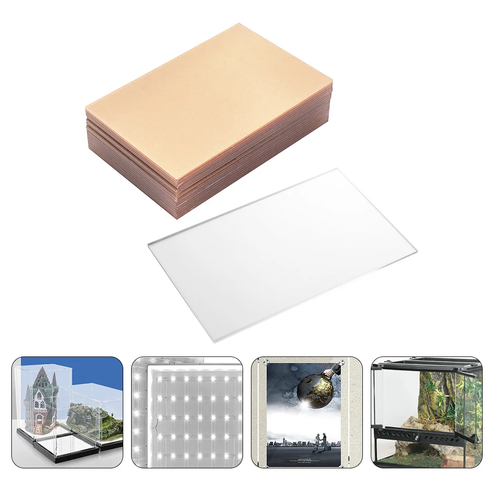 

10 Pcs Acrylic Glass Sheet Home Décor Diy Panels Decoration Blank Signs Roof Plastic