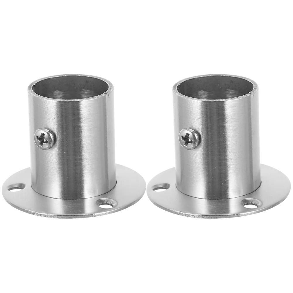 

2 Pcs Shower Rod Holders Wall Tension Curtain Closet Wardrobe Pole Socket Support Bracket Brackets