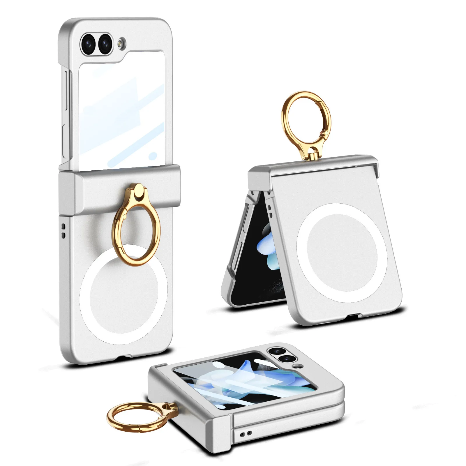 

Fashion Flip5 5G Case with Ring Magnetic Hinge for Samsung Galaxy Z Flip 5 PC Cover