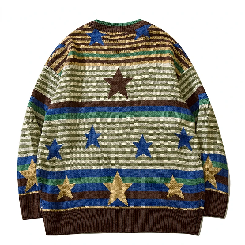 Вязаные Пуловеры в стиле Харадзюку свитер для мужчин и женщин полосатые свитеры