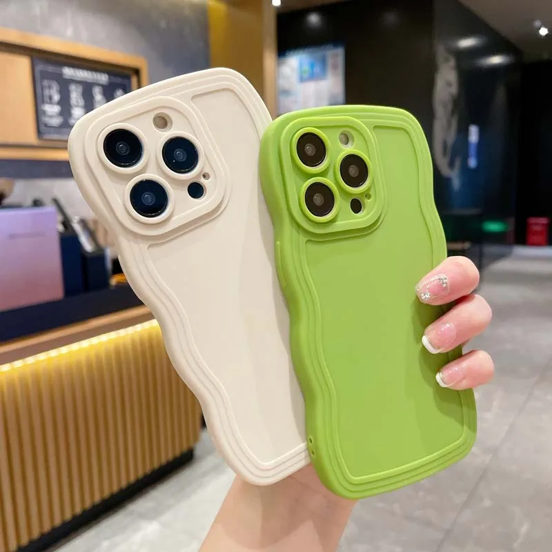 

For iPhone 14 Pro Max Case Candy Curly Wavy Soft Silicone Bumper Cover For iPhone 11 12 13 Pro Max 14 X Xs Max Xr 7 8 6sPlus SE2