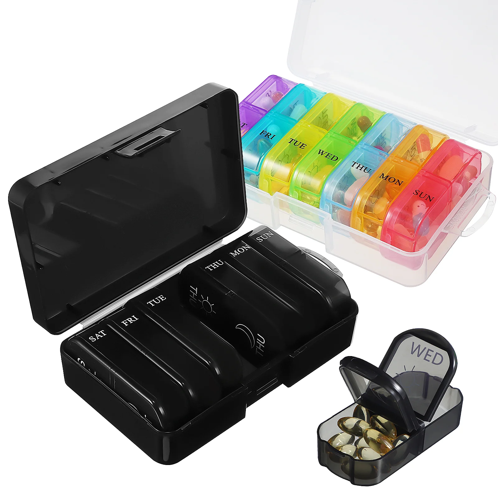 

2 Pcs Case Travel Organizer Weekly Medicine Small Traveling Plastic Portable Daily Cases
