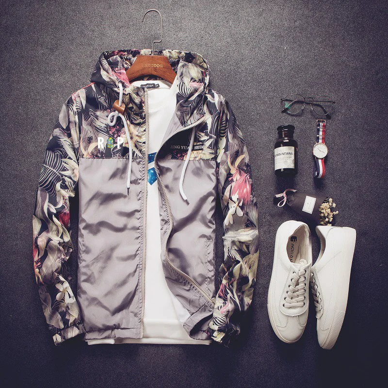 

Juice WRLD Warm Men's High Quality Hooded Camouflage New Color Matching Splicing Spring and Autumn Fashion Jacket Clothing