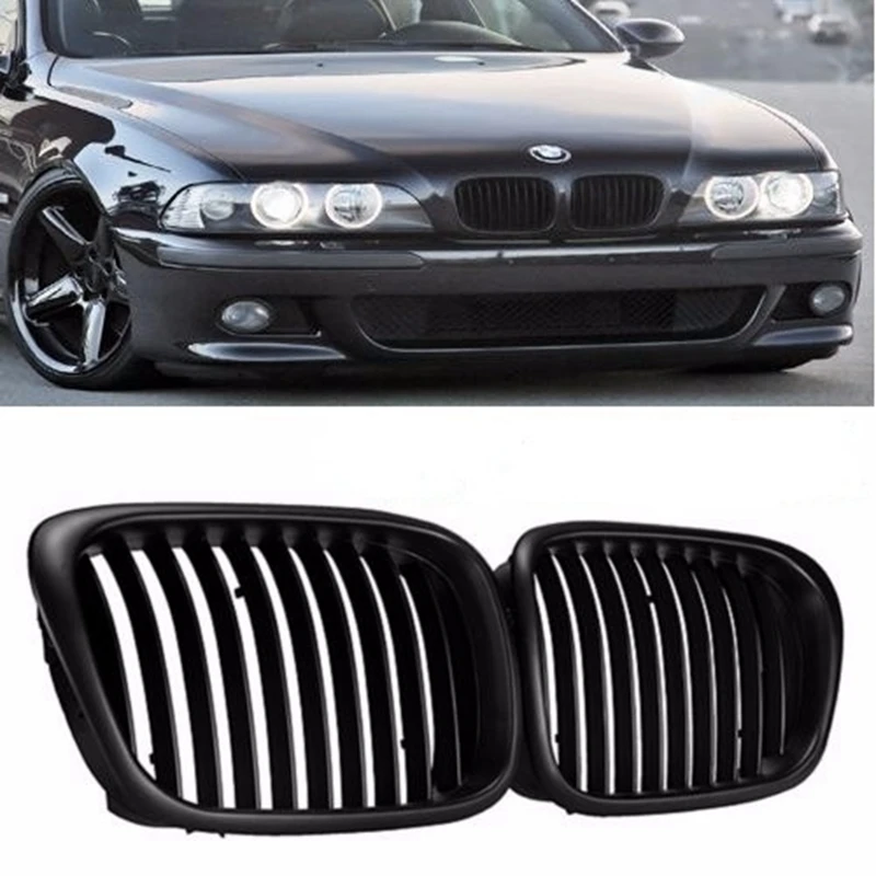 

2pcs For BMW E39 Car Front Black Wide Kidney Grille Grill For BMW E39 5 series 1997 1998 1999 2000 2001 2002 2003 OEM Style