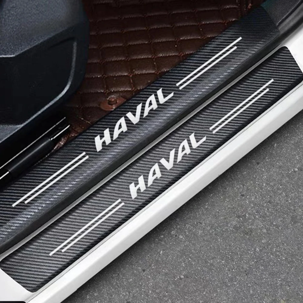 

For GWM Haval H6 H9 M6 Jolion F7 F7X Dargo Auto Door Sill Pedal Carbon Fiber Accessories Leather Car Stickers Trim 2020+