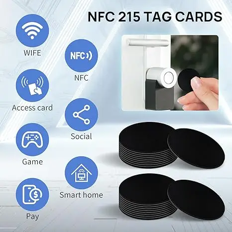 Фото 20 шт. тегов NFC, карты-наклейки NFC с клейкой задней панелью, перезаписываемые карты NFC, память 504 байта, совместимые с телефонами с поддержкой NFC №4
