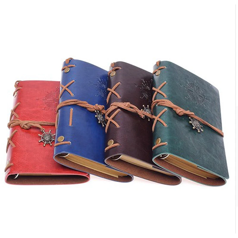 

1pcs Retro Spiral Notepad Diary Notebook Vintage Pirate Anchors PU Leather Note Book for Traveler Journal Stationery Gift