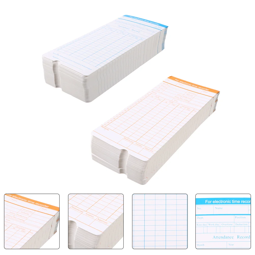

200 Sheets English Attendance Card Time Recording Cards Office Clock Company Paper Timecards Recorder Employee Punching