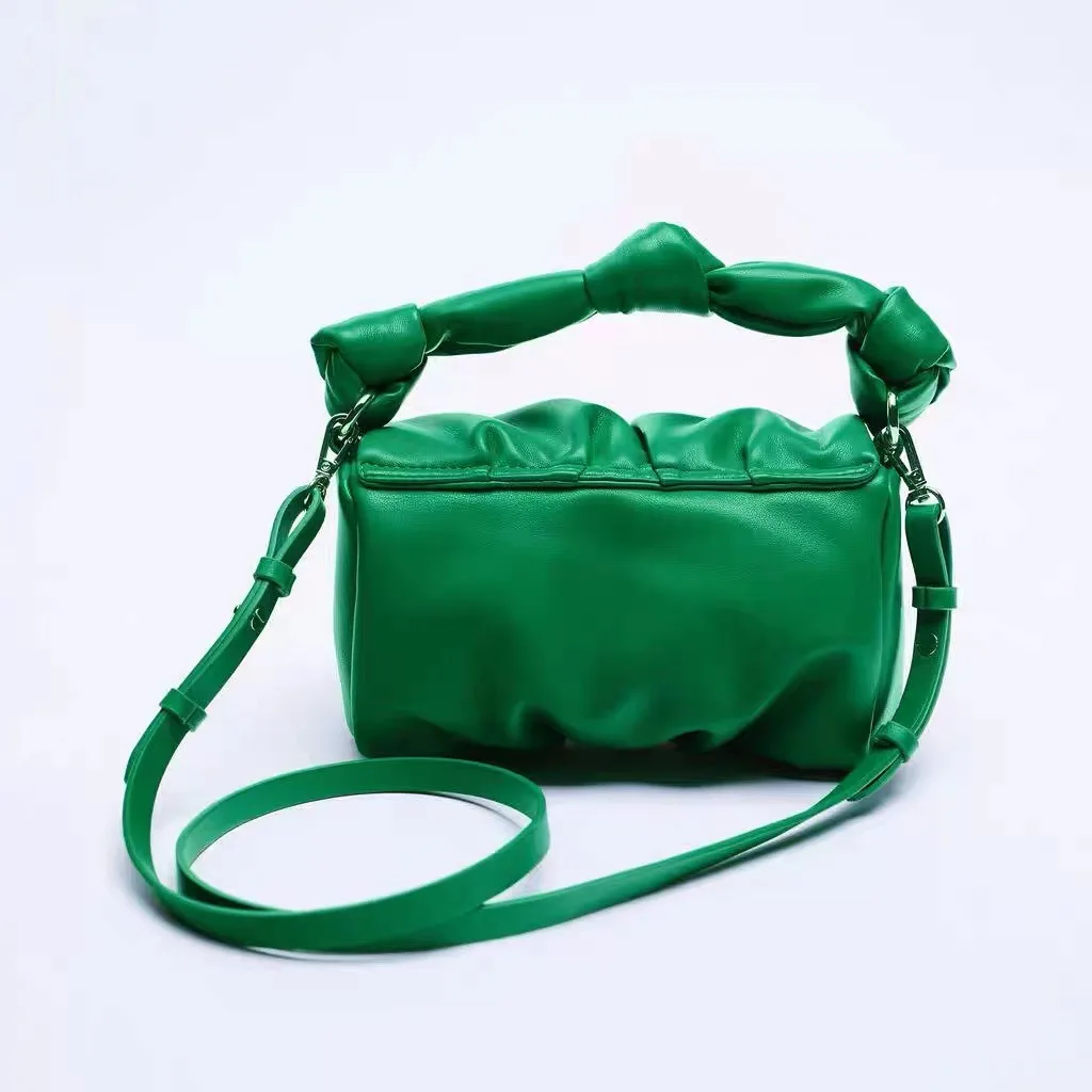 

Brands Ruched Women Handags Designer Shoulder Bags Luxury Soft Pu Leather Crossbody Bag High Quality Small Pures Green Sac 2022