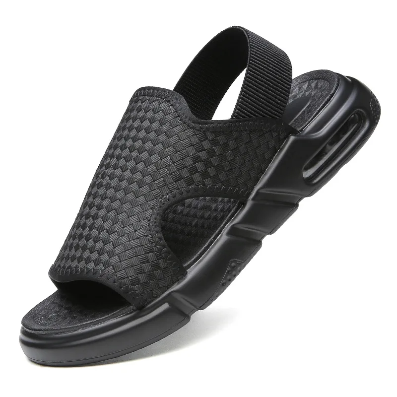 

Men Sandals New Summer Luxury Beach Air Cushioned PU Leather Sandals Lightweight Outdoor Platform Shoes Roman Male Sandal