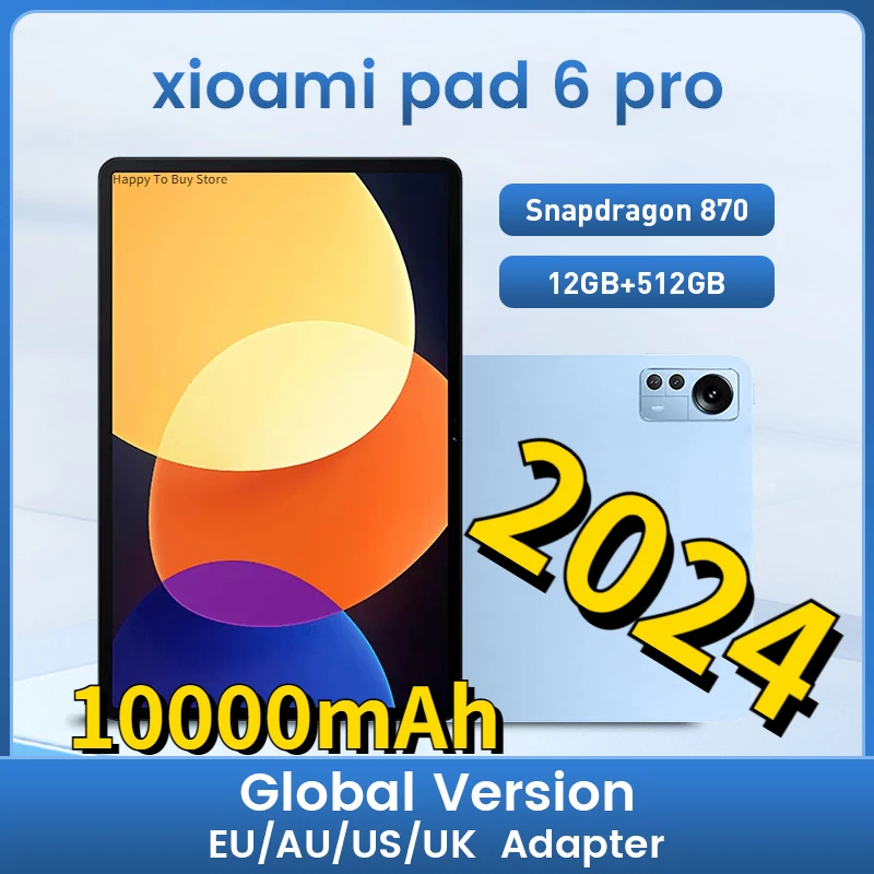 

2024 New Global Version Tablet Android Pad 6 Pro 12GB+512GB Snapdragon 870 Tabletas PC 5G Dual SIM Card or WIFI HD 4K Mi TABL 5