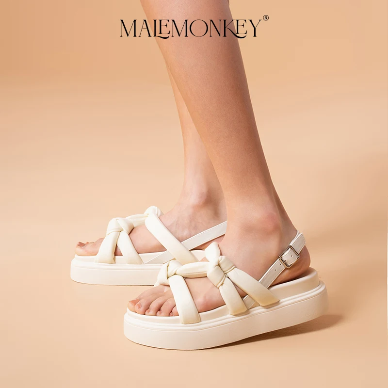 MALEMONKEY Leisure Sandals Women Open Toe Beach Shoes New Platform Summer Outdoor Holiday Comfortable Ladies Shoes Handmad