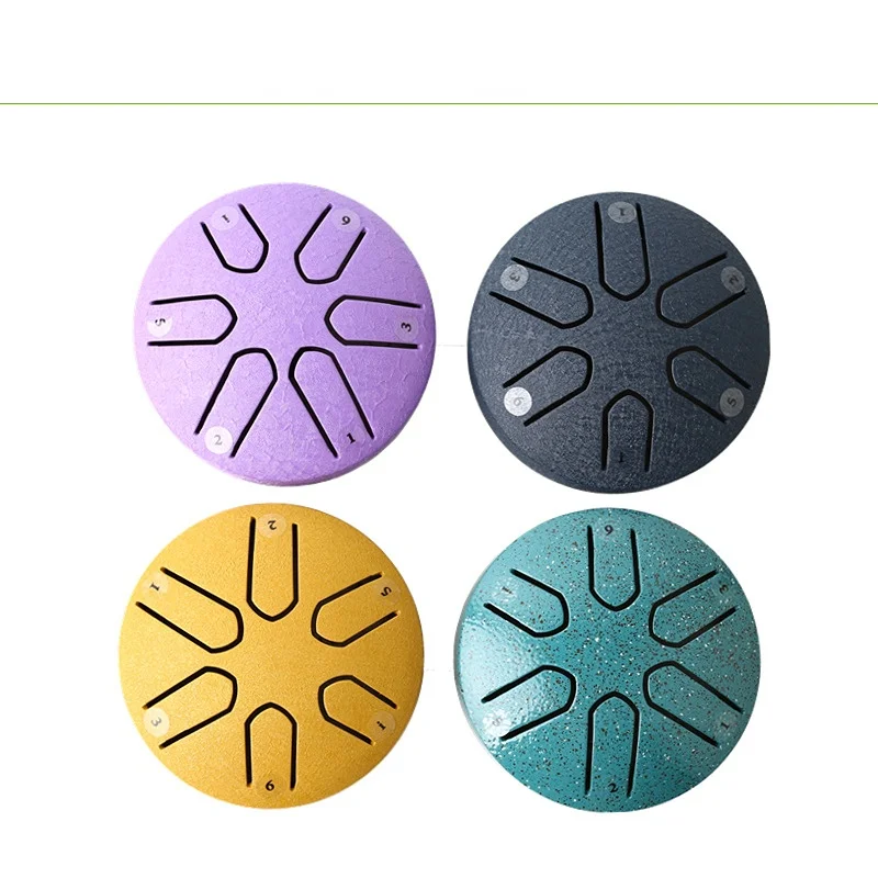 

3 Inch 6-Tone Steel Tongue Drum Mini Hand Pan Drums with Drumsticks Percussion Musical Instruments Drum Accessories