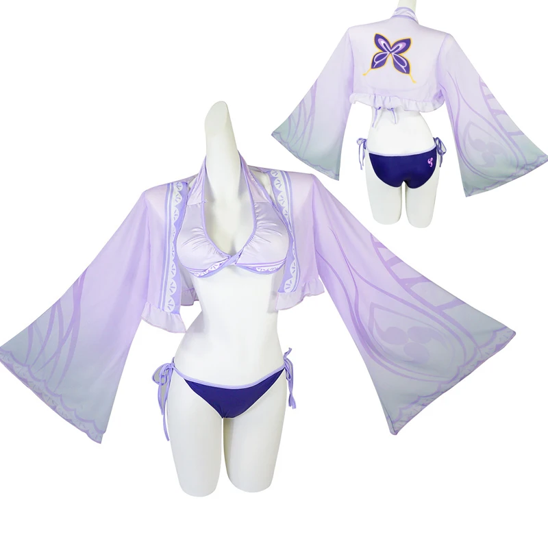 

Game Genshin Impact Raiden Shogun Beelzebul Bikini Swimsuit Swimwear Summer Women Female Cosplay Costume C48M137