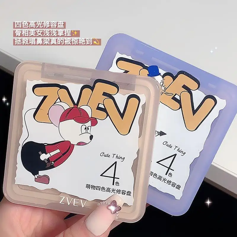 4 в 1 ZVEV 3d хайлайтер контурный бронзатор палитра телесного цвета естественная