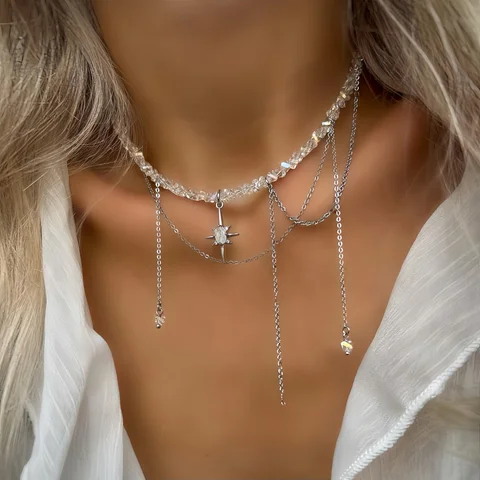 Элегантное длинное ожерелье-цепочка на ключицы с кисточками для женщин, 2025, винтажное колье с подвеской в виде сердца любви, повседневные украшения