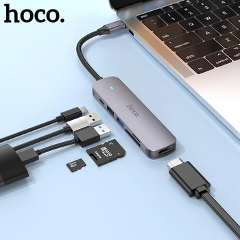 Hoco USB C HUB Type C to USB 3.0 2.0 Adapter PD60W Dock For MacBook Pro Accessories HDMI-Compatible USB-C Splitter 4K 30HZ HDTV 1