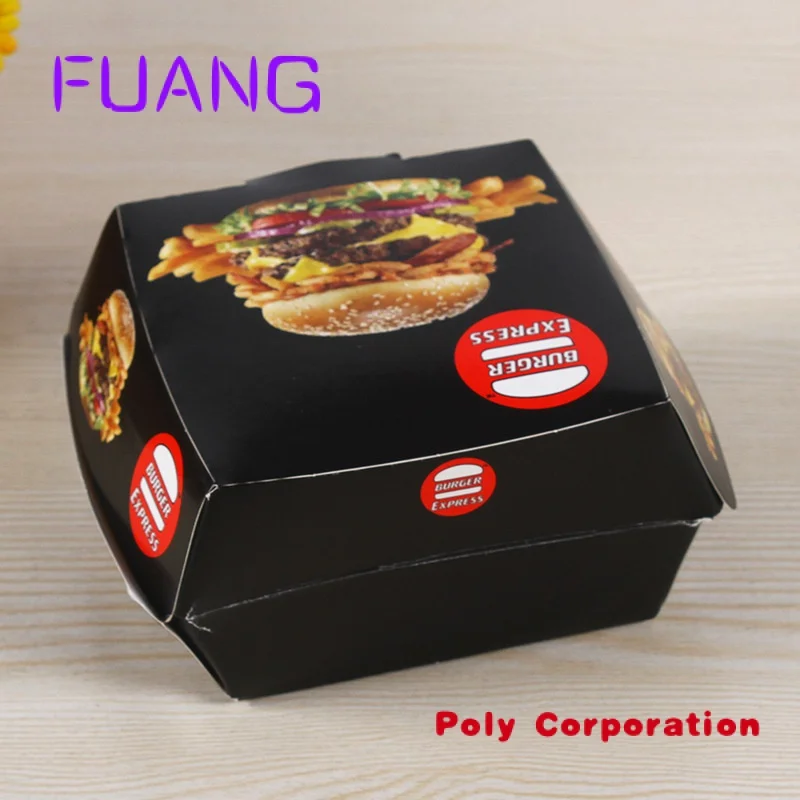 Custom Mcdonald's Sizes Food Grade Printed Clamshell Cardboard Kraft Paper Burger Packing Box Corrugated Hamburg Box
