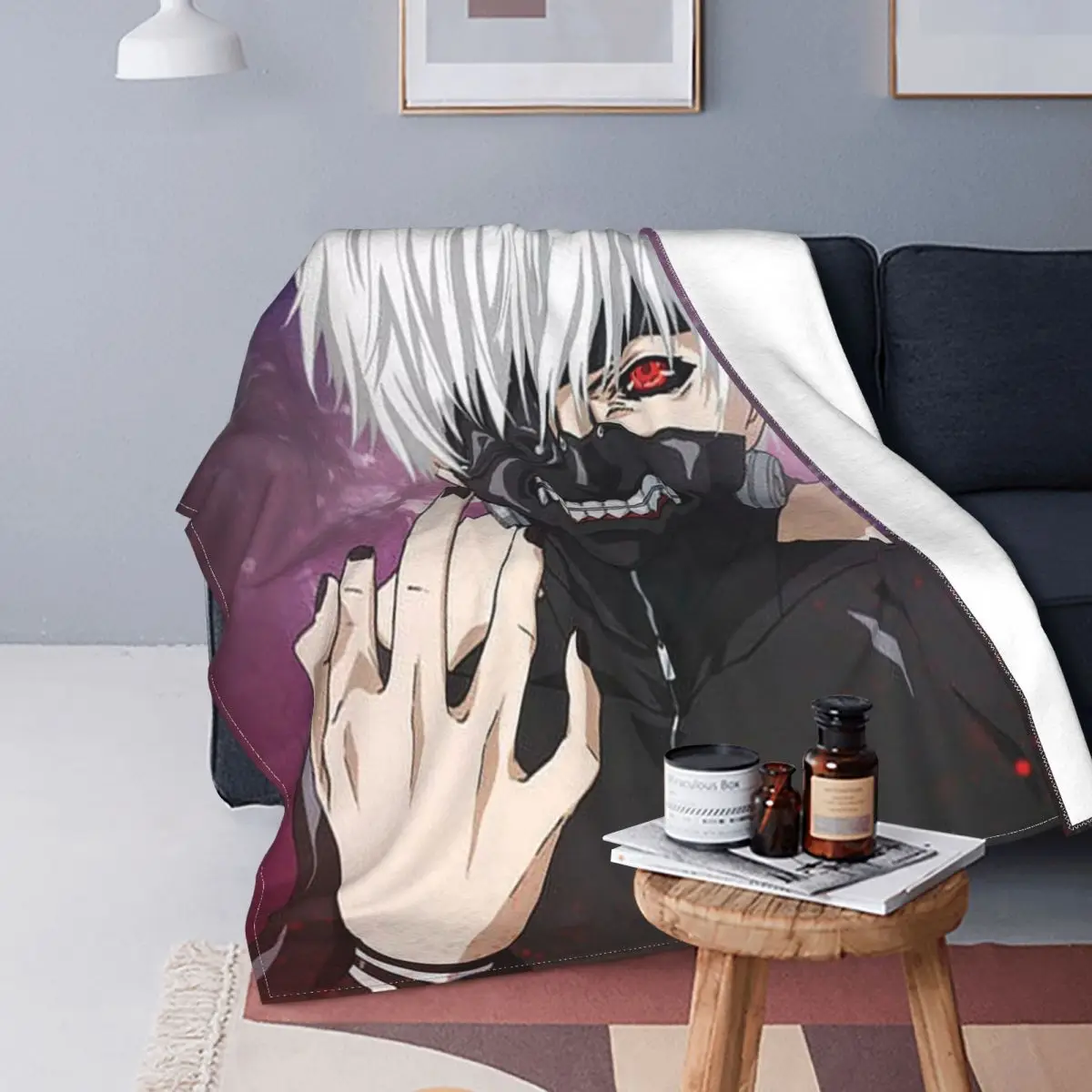 

3D Kaneki Ken Токийский Гуль одеяла бархатный принт японское аниме дышащие легкие пледы одеяла для дивана