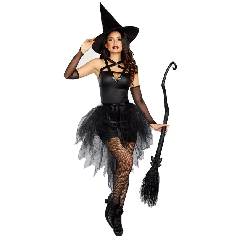 

Карнавальный сексуальный женский костюм ведьмы на Хэллоуин готический костюм Crape Tutu волшебный костюм для косплея необычное платье