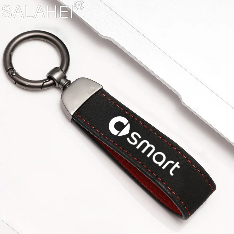 

Leather Car Emblem Keychain Key Ring High Quality Metal Keyring For Smart Fortwo 451 450 453 EQ Forfour Coupe Cabrio Crossblade