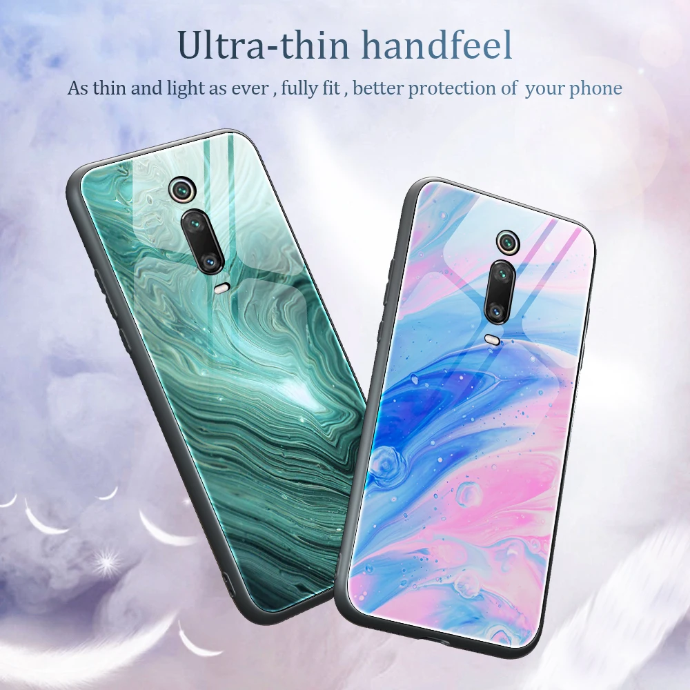 

Luxury Marble Glass Case For Redmi K50 Pro K50 Ultra K40S K40 Pro K30i K20 Pro Tempered Glass Phone Case For Redmi A1 4G